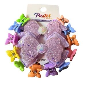 Pastel Collection Glitter Bow Hair Clips